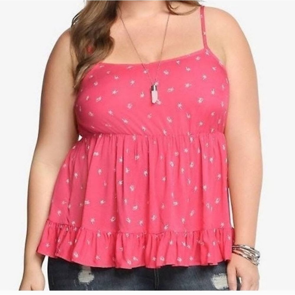 Torrid Palmtree Print Babydoll Cami Plus Size 2X